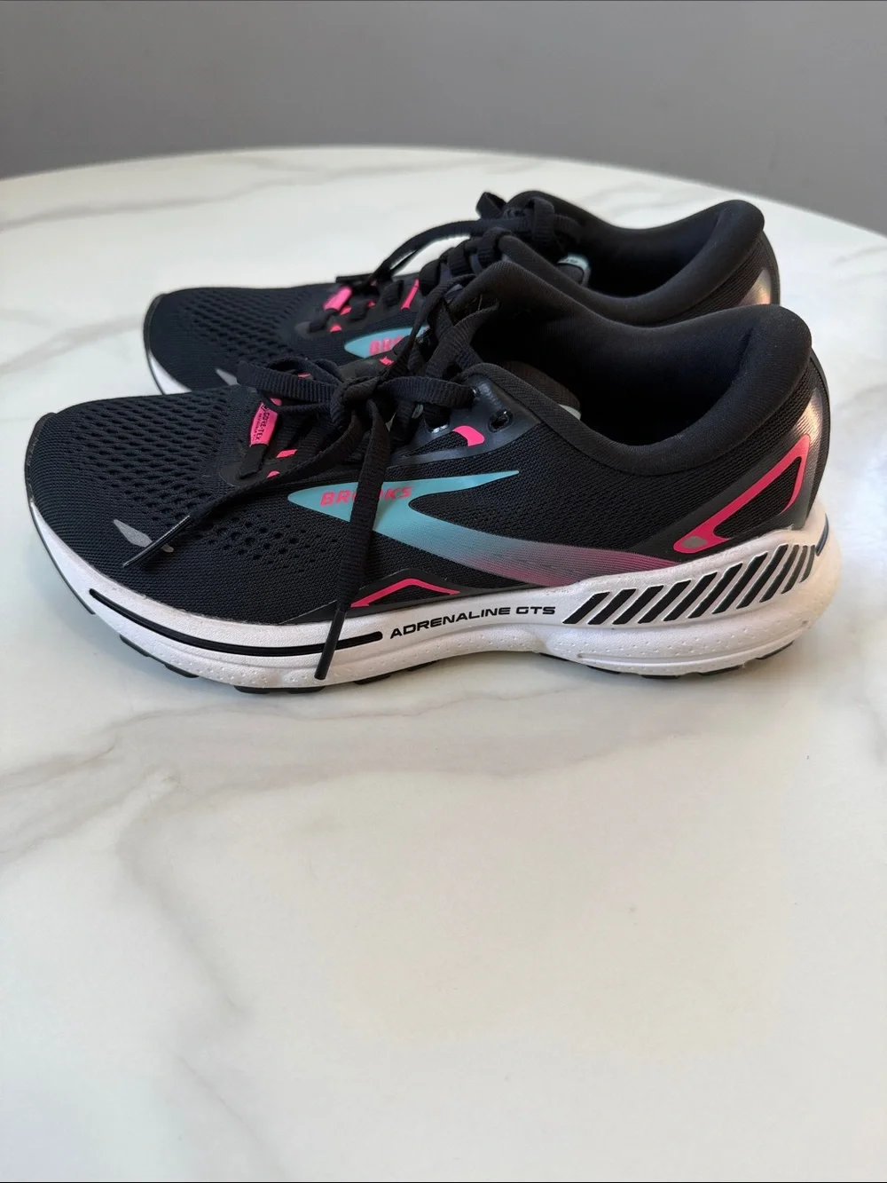 Brooks Women’s Black Running Shoes with Pink & Teal Accents